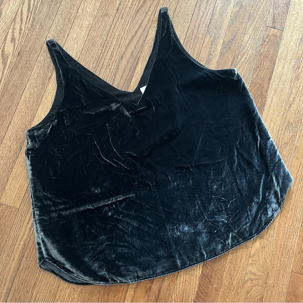 LOFT Charcoal Plush Fabric Camisole Lined V-Neck  Size XL